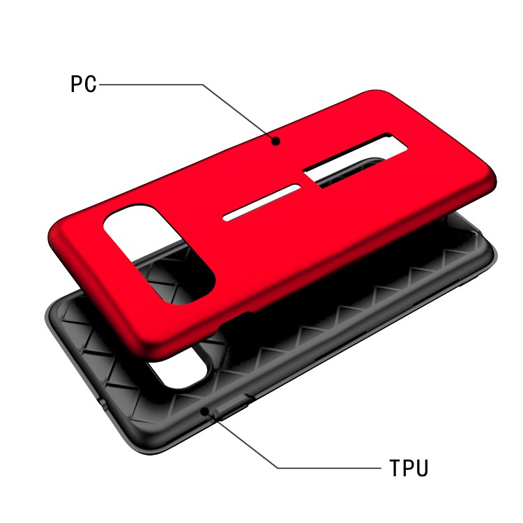 TPU + PC Hybrid Finger Grip Kickstand Case for Samsung Galaxy S10 - Red-4