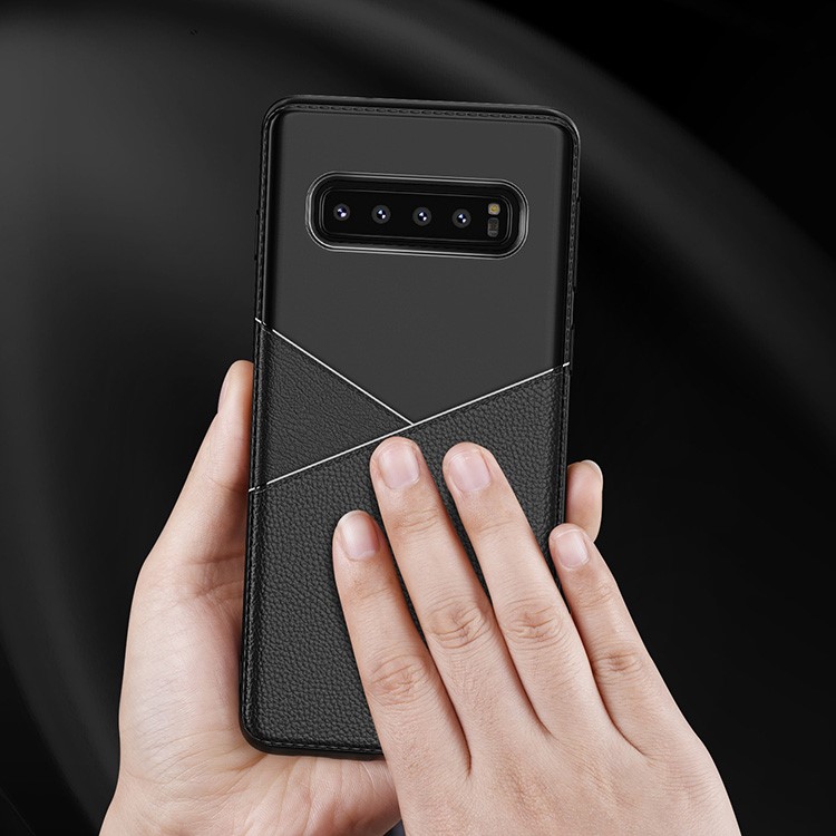 20PCS/Pack Litchi Skin TPU Soft Case with Card Holder for Samsung Galaxy S10 - Black-4