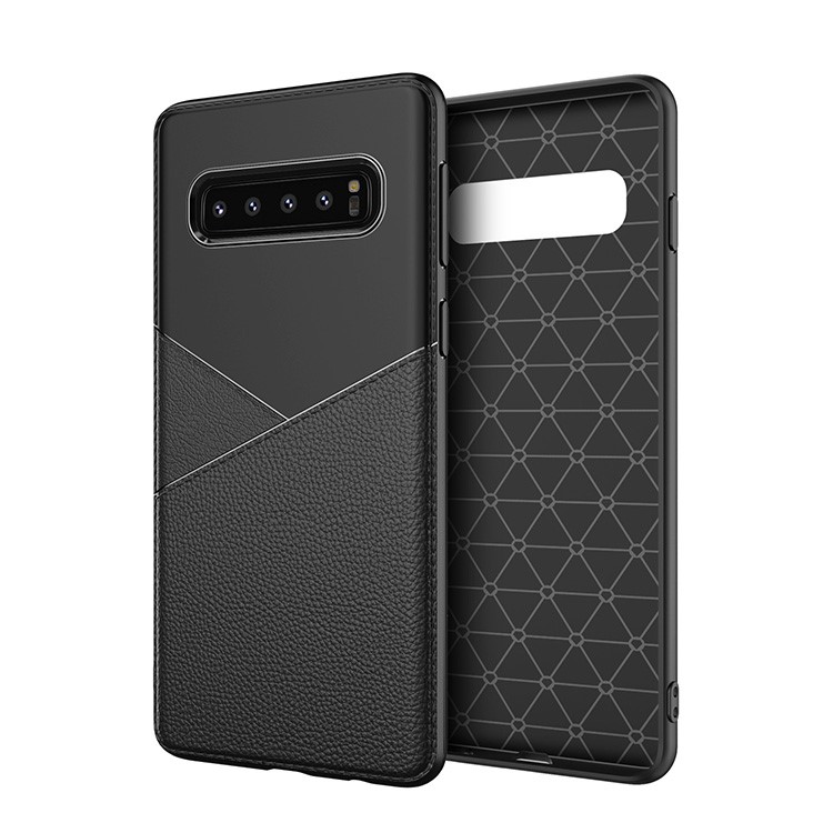 20PCS/Pack Litchi Skin TPU Soft Case with Card Holder for Samsung Galaxy S10 - Black-8