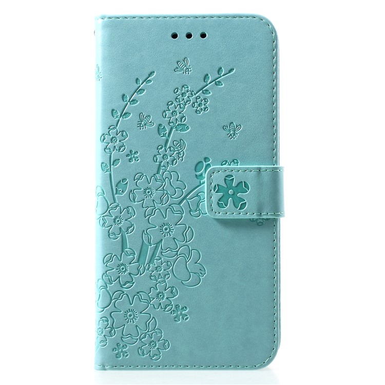 

Отпечаток Цветка Магнитный Кожаный Чехол Подставка Для Samsung Galaxy S10 Plus - Нежно Голубые, Galaxy S10 Plus