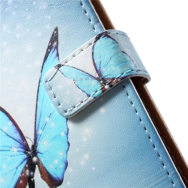 Pattern Printing Leather Wallet Case for Samsung Galaxy S10 Plus - Blue Butterfly-6