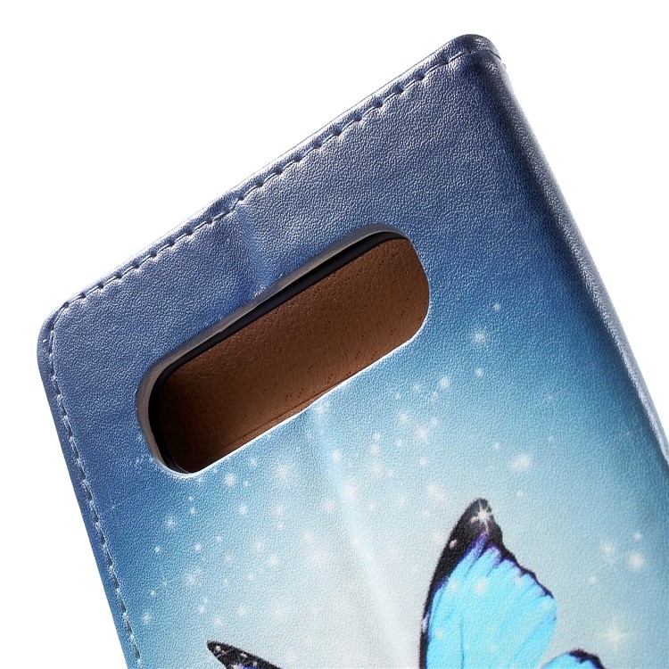 Pattern Printing Leather Wallet Case for Samsung Galaxy S10 Plus - Blue Butterfly-7