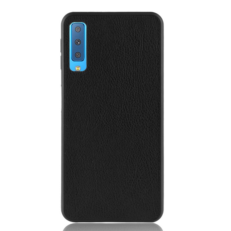 PU Leather Coated TPU Cover Case for Samsung Galaxy A7 (2018) - Black-2