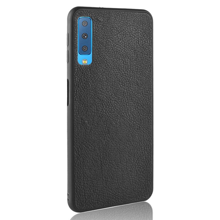 PU Leather Coated TPU Cover Case for Samsung Galaxy A7 (2018) - Black-3