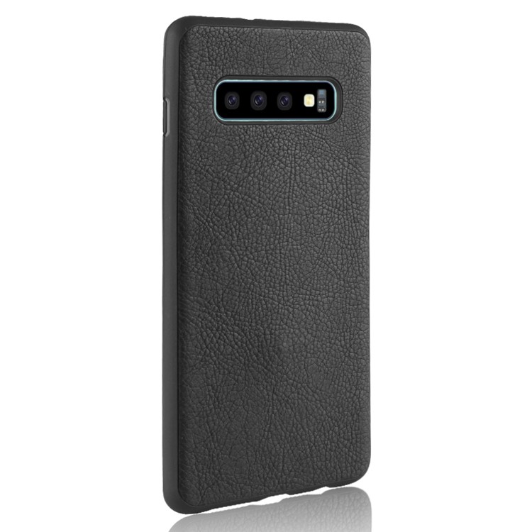 PU Leather Coated TPU Soft Case for Samsung Galaxy S10 - Black-3