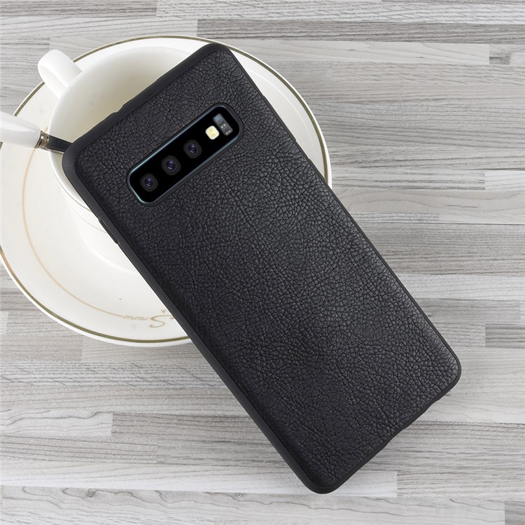 PU Leather Coated TPU Soft Case for Samsung Galaxy S10 - Black-6