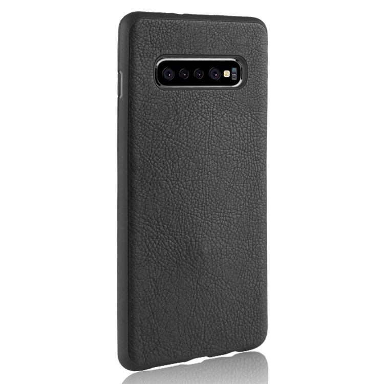 PU Leather Coated TPU Mobile Case for Samsung Galaxy S10 Plus - Black-3