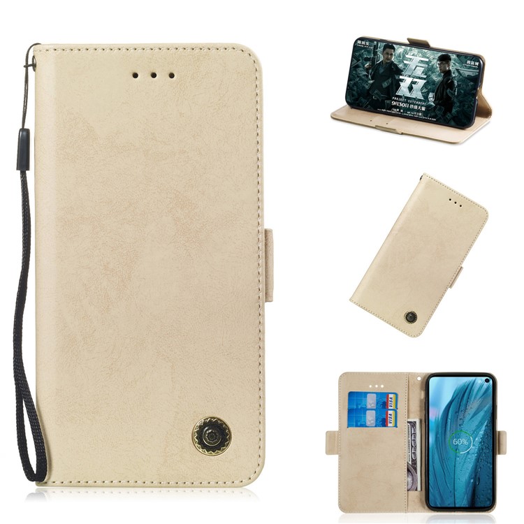 

Retro Style PU Leather Wallet Phone Casing for Samsung Galaxy S10 - Gold, Galaxy S10