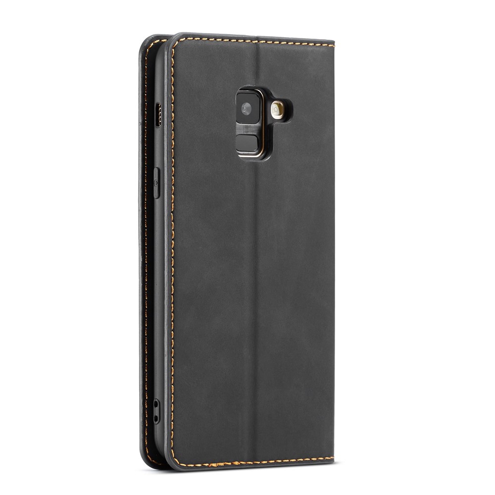 Forwenw Série De Fantasia Silky Touch Wallet Case Para Samsung Galaxy A8 (2018) - Preto