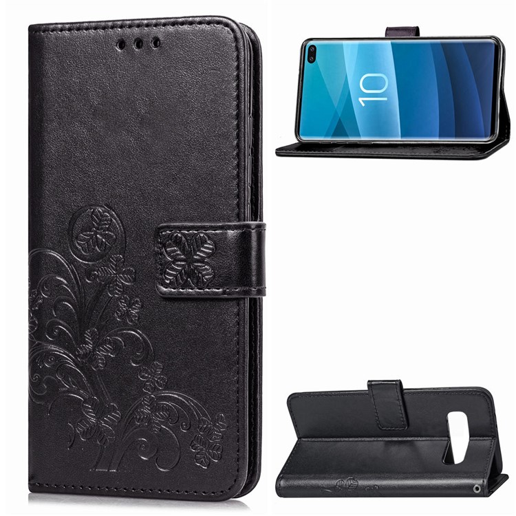 

Imprint Clover Pattern Leather Wallet Case for Samsung Galaxy S10 Plus - Black, Galaxy S10 Plus