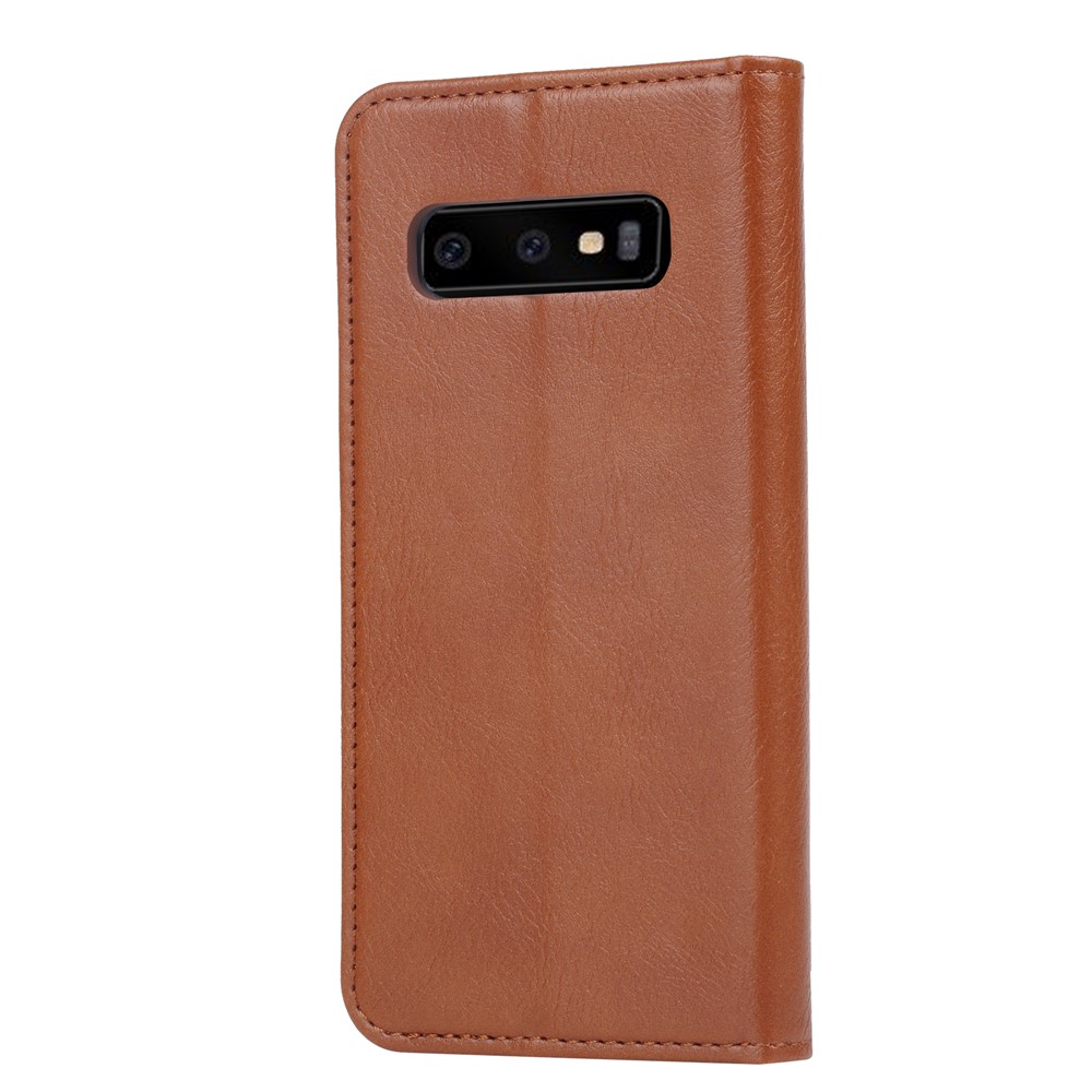 Carcasa Protectora De La Cartera Del Soporte Auto Absorbido De Cuero De La PU Para Samsung Galaxy S10 - Marrón-3
