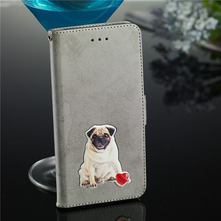 Vintage Pattern Printing PU Leather Wallet Phone Case for Samsung Galaxy S10 - Grey-10