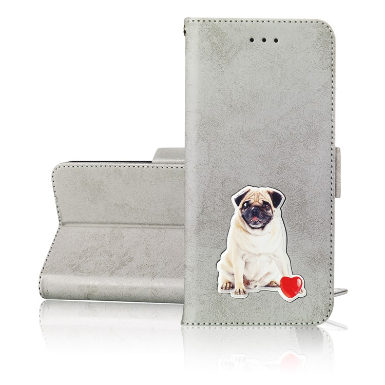 Vintage Pattern Printing PU Leather Wallet Phone Case for Samsung Galaxy S10 - Grey-4