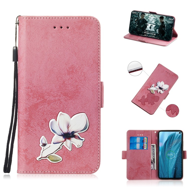

Vintage Pattern Printing PU Leather Cell Phone Shell with Stand for Samsung Galaxy S10e - Pink, Galaxy S10e