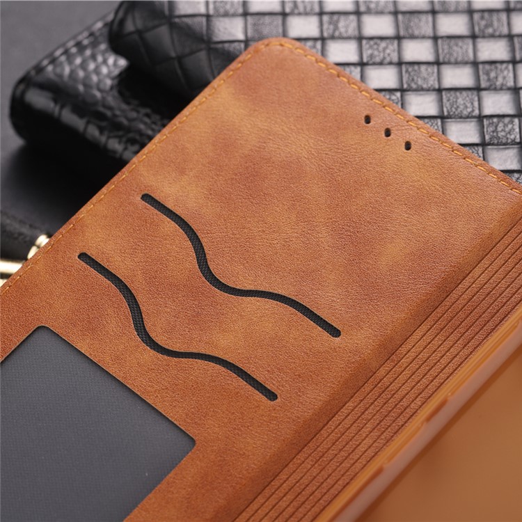 AZNS Retro Style PU Leather Case with Card Slots for Samsung Galaxy S10 Plus - Brown-11