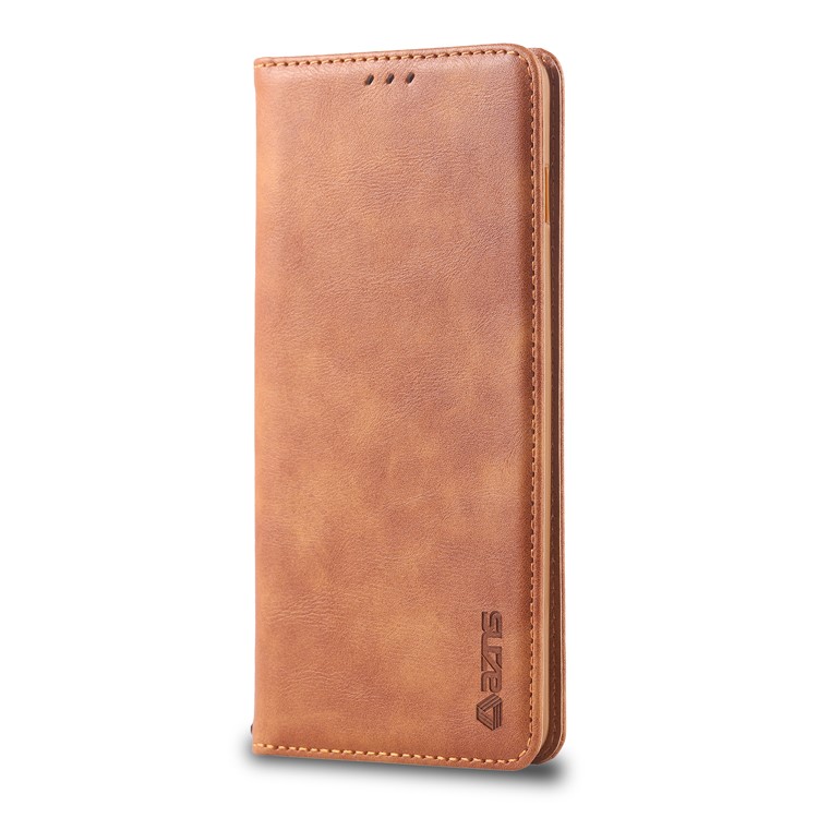 AZNS Retro Style PU Leather Case with Card Slots for Samsung Galaxy S10 Plus - Brown-18