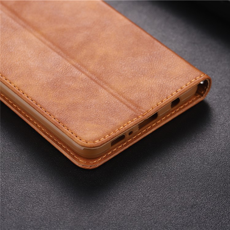 AZNS Retro Style PU Leather Case with Card Slots for Samsung Galaxy S10 Plus - Brown-9