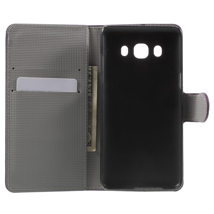 Mochila de couro padronizada para capa de Samsung Galaxy J5 (2016) - Borboleta roxa-4
