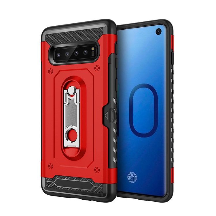 

Броня Прочный Гибридный Аксессуар PC + TPU С Подставкой Для Samsung Galaxy S10 Lite - Красный, Galaxy S10e