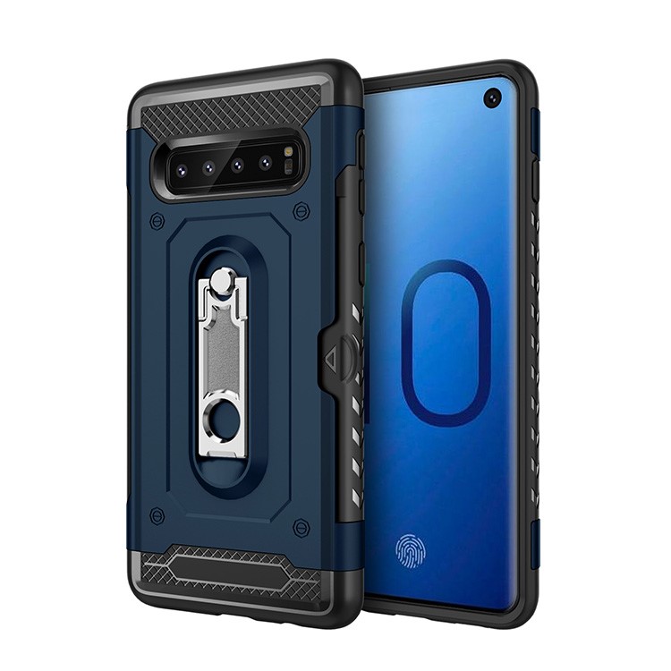 

Armor Rugged PC + TPU Combo Accessory Cover with Kickstand for Samsung Galaxy S10 - Dark Blue, Galaxy S10