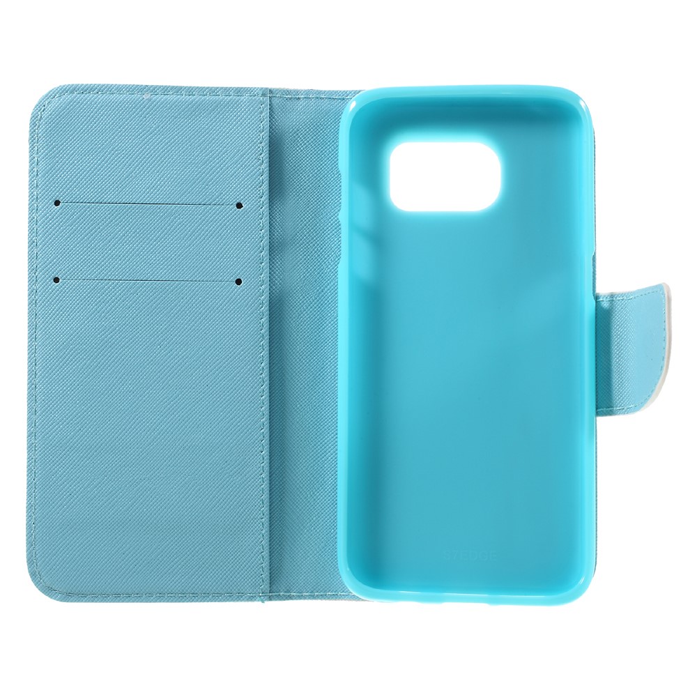 Cubierta de Caja de Cuero de Billetera Para Samsung Galaxy S7 Edge G935 - Mariposas Azules