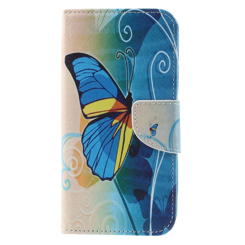 Cubierta de Caja de Cuero de Billetera Para Samsung Galaxy S7 Edge G935 - Mariposas Azules