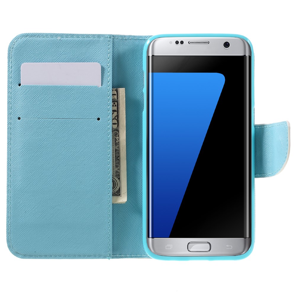 Coperchio in Pelle Del Portafoglio Per Samsung Galaxy S7 Edge G935 - Farfalle Blu