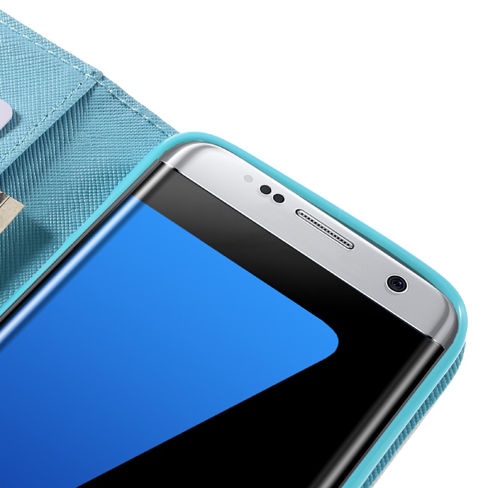 Cubierta de Caja de Cuero de Billetera Para Samsung Galaxy S7 Edge G935 - Mariposas Azules