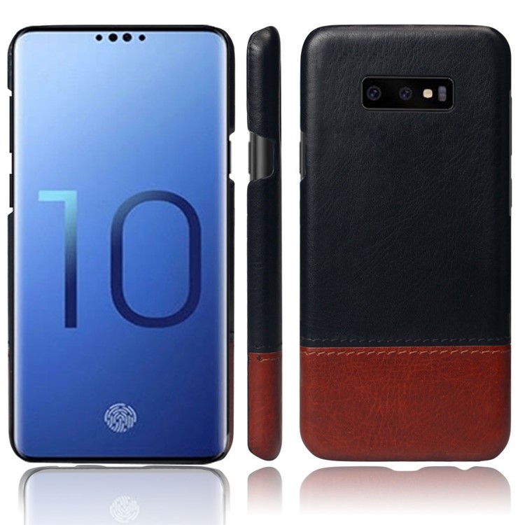

[Bi-color Splicing] Crazy Horse PU Leather Coated PC Case for Samsung Galaxy S10e - Black / Brown, Galaxy S10e