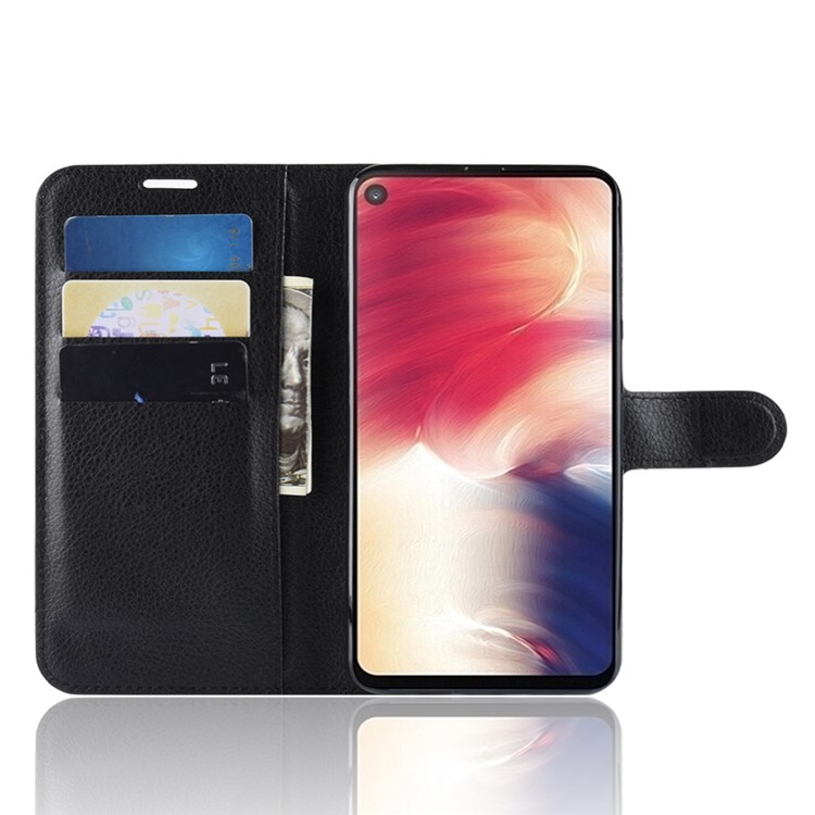 Litchi Skin Wallet Leather Stand Case for Samsung Galaxy A8s - Black-4