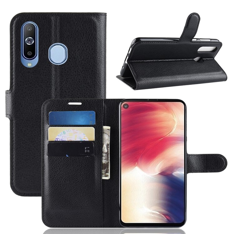 Litchi Skin Wallet Leather Stand Case for Samsung Galaxy A8s - Black-7