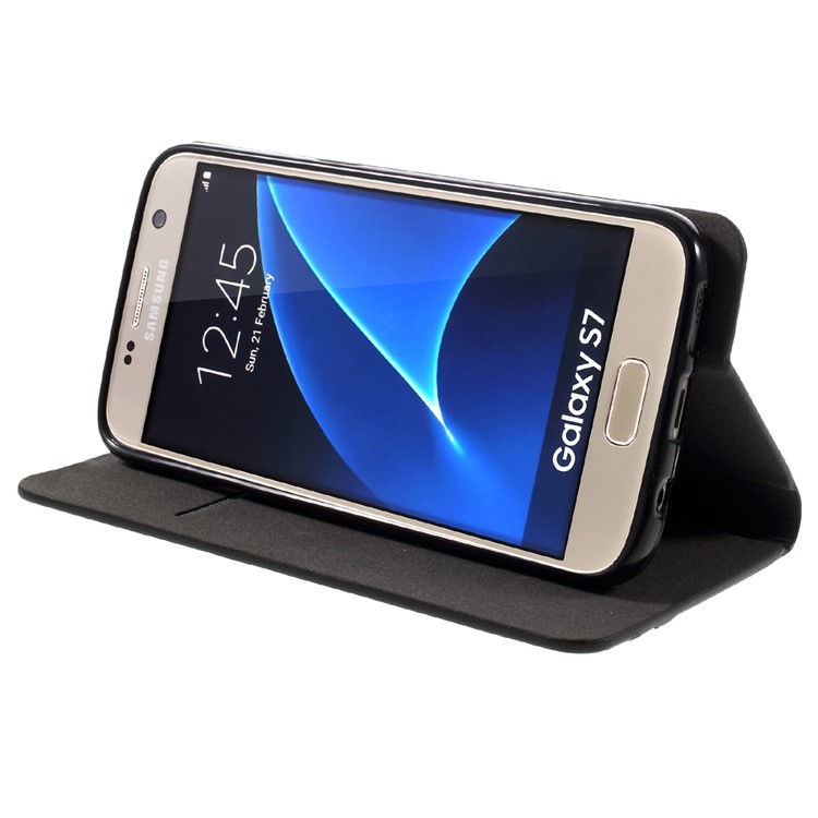 Two-color Leather Card Holder Case for Samsung Galaxy S7 G930 - Black-4