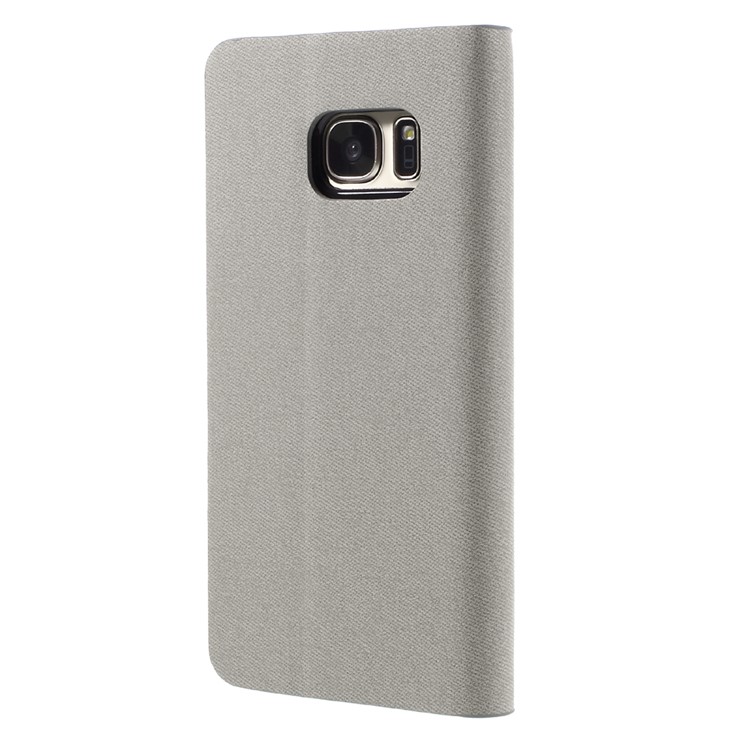 Zwei-Farben-Leder Kartenhalter Abdeckung Für Samsung Galaxy S7 G930 - Grau-2