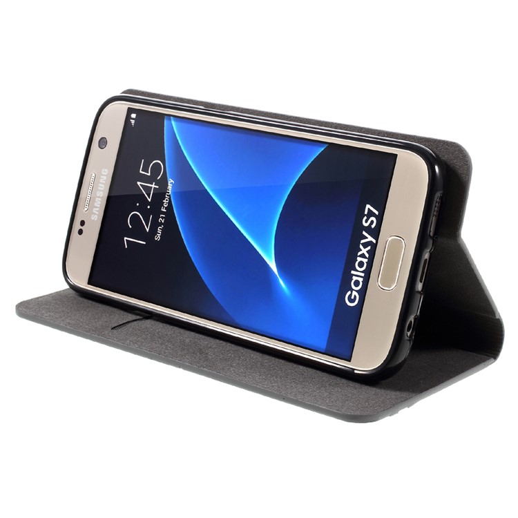 Zwei-Farben-Leder Kartenhalter Abdeckung Für Samsung Galaxy S7 G930 - Grau-4