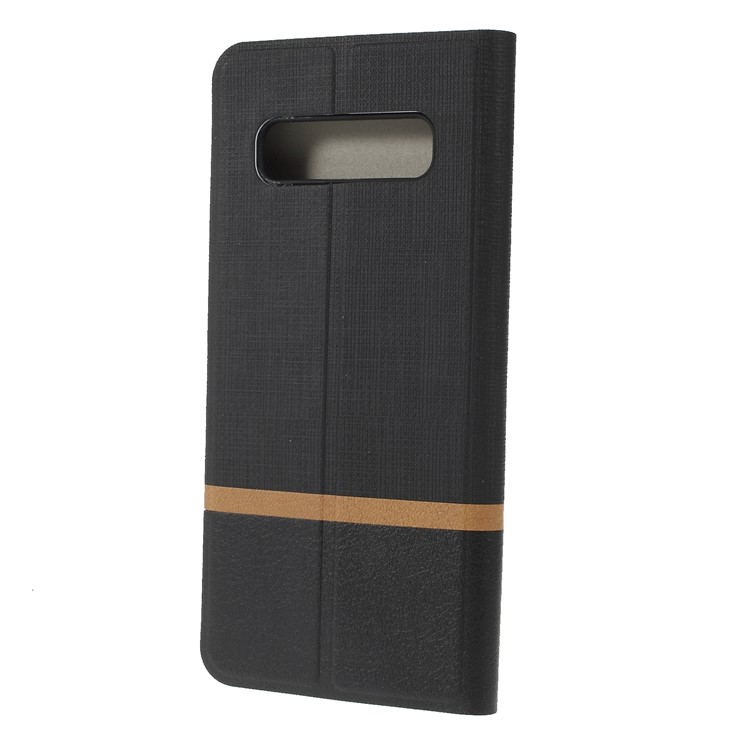 For Samsung Galaxy S10 Cross Texture Contrast Color Leather Mobile Case - Black-2