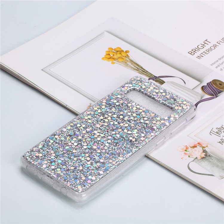 Color Changing Sequins Acrylic TPU Case for Samsung Galaxy S10 - Silver-1