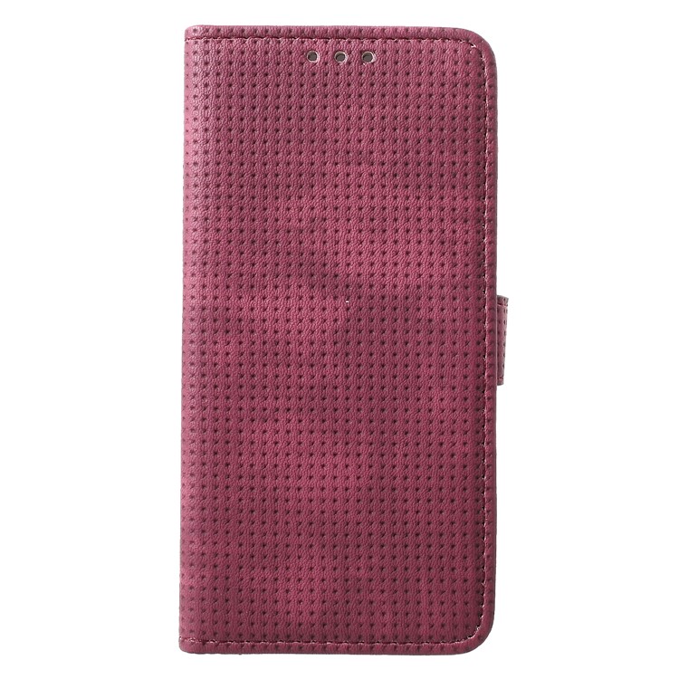 Mesh Pattern Retro Leather Wallet Stand Casing for Samsung Galaxy A6 (2018) - Red-3