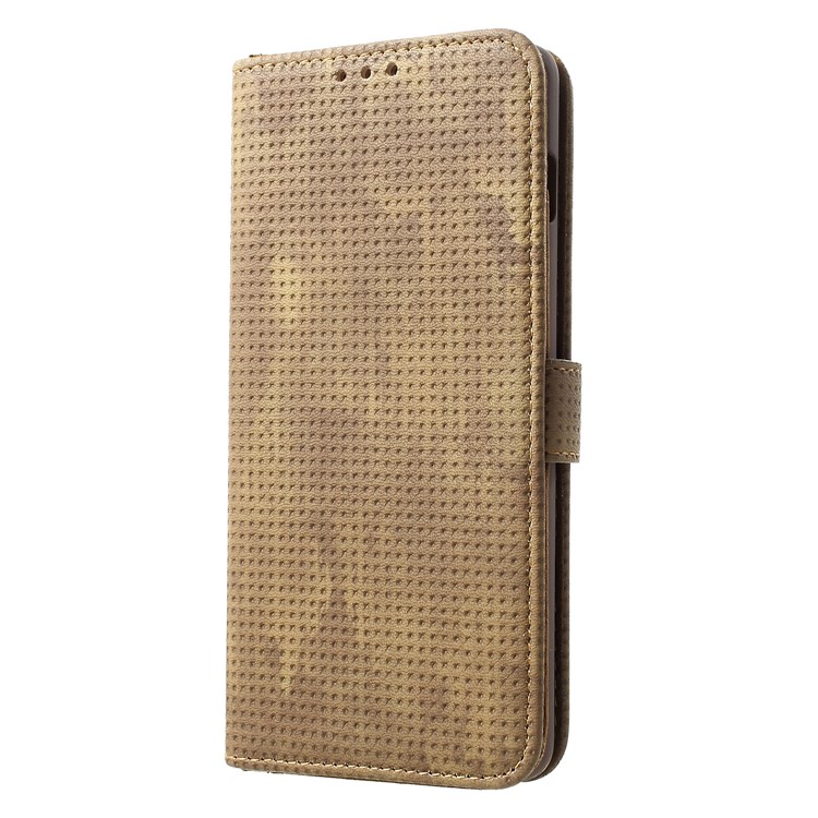 Mesh Pattern Retro Leather Wallet Stand Shell for Samsung Galaxy S10 Plus - Brown-3