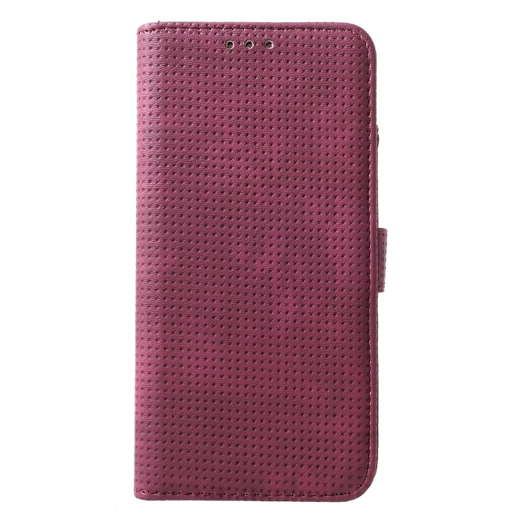 Mesh Pattern Retro Leather Wallet Stand Shell for Huawei P30 Pro - Red-3