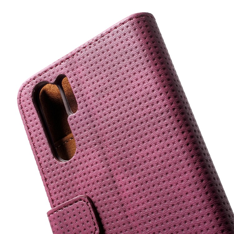 Mesh Pattern Retro Leather Wallet Stand Shell for Huawei P30 Pro - Red-6