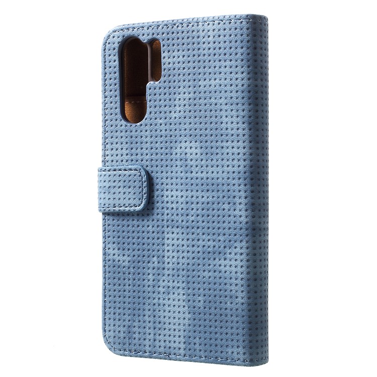 Mesh Pattern Retro Leather Wallet Stand Casing for Huawei P30 Pro - Blue-2