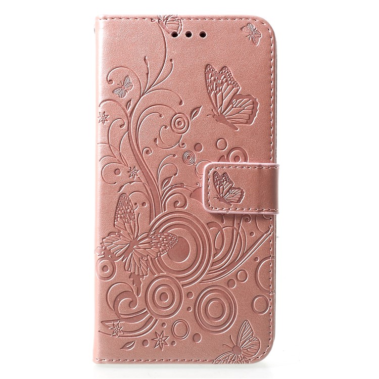 

Imprinted Butterfly Flower [Wallet Stand] Leather Phone Cover for Samsung Galaxy A7 (2018) - Rose Gold, Galaxy A7 (2018)