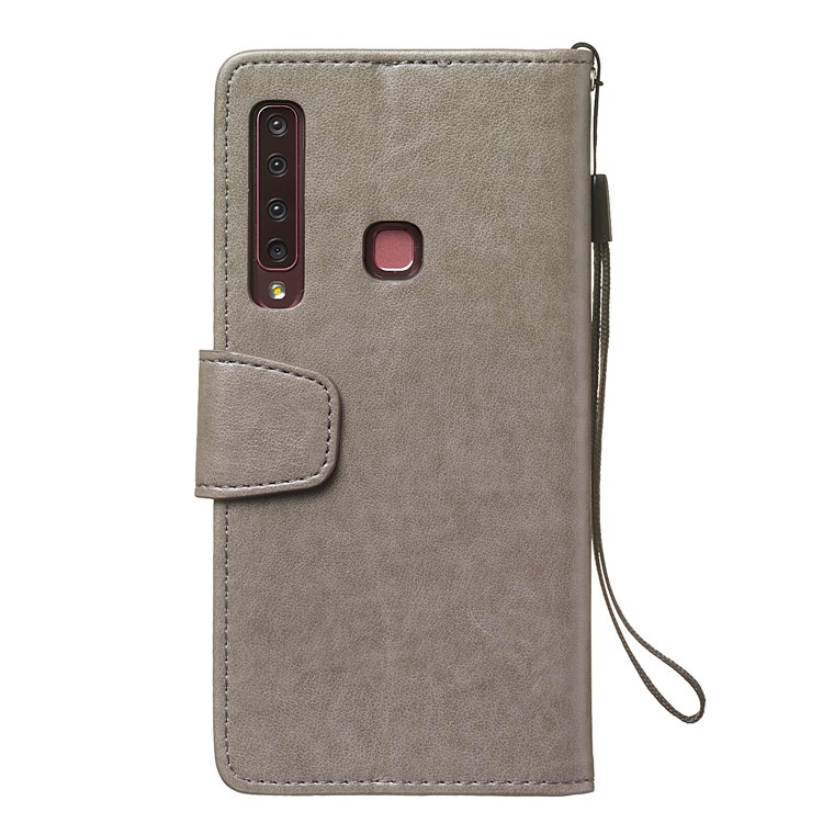 Imprint Anchor Wallet Leather Stand Case for Samsung Galaxy A9 (2018) / A9 Star Pro / A9s - Grey-3