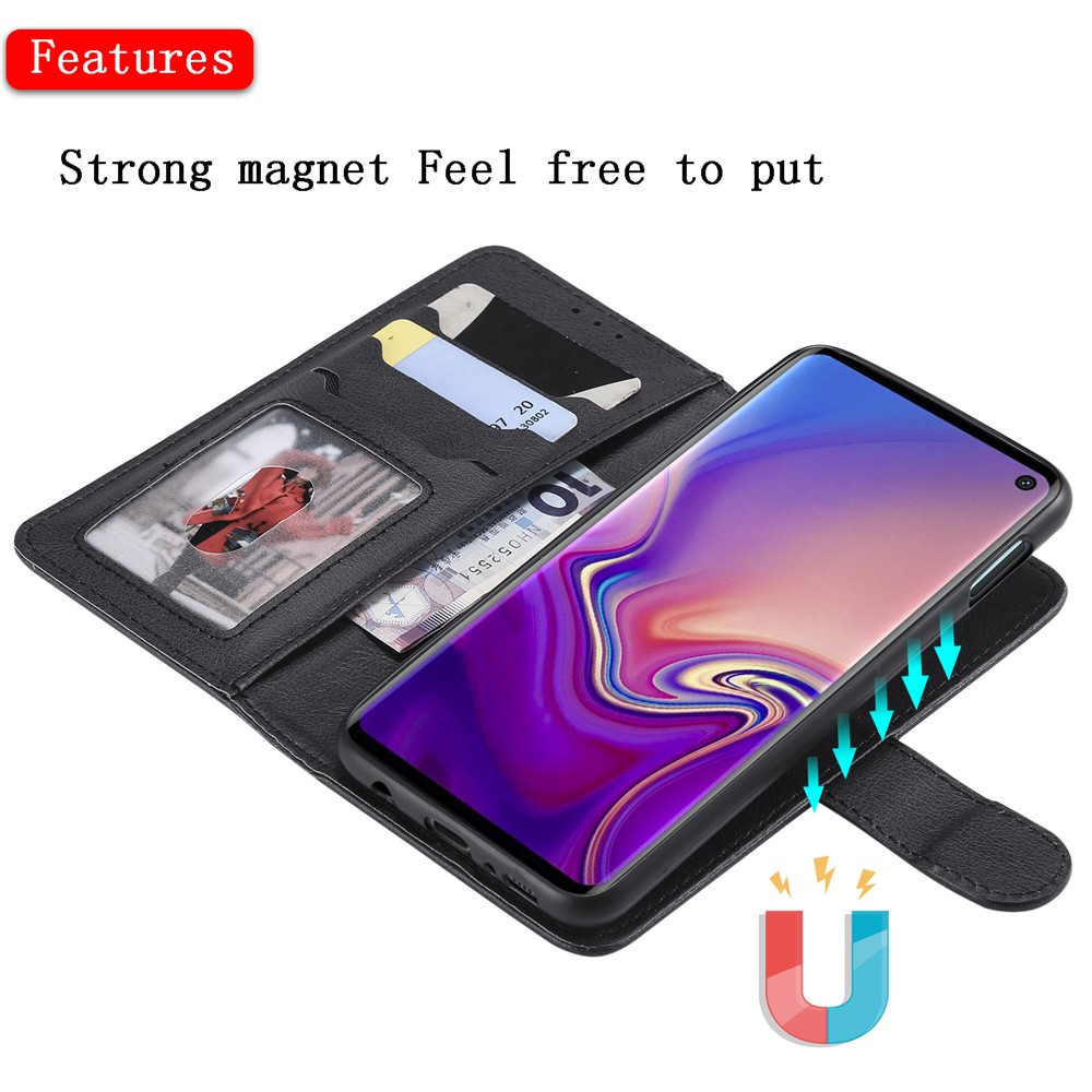 Magnetic kt Leather Series-3 Destacável Caso de Couro PU 2-1 Para Samsung Galaxy S10e - Preto