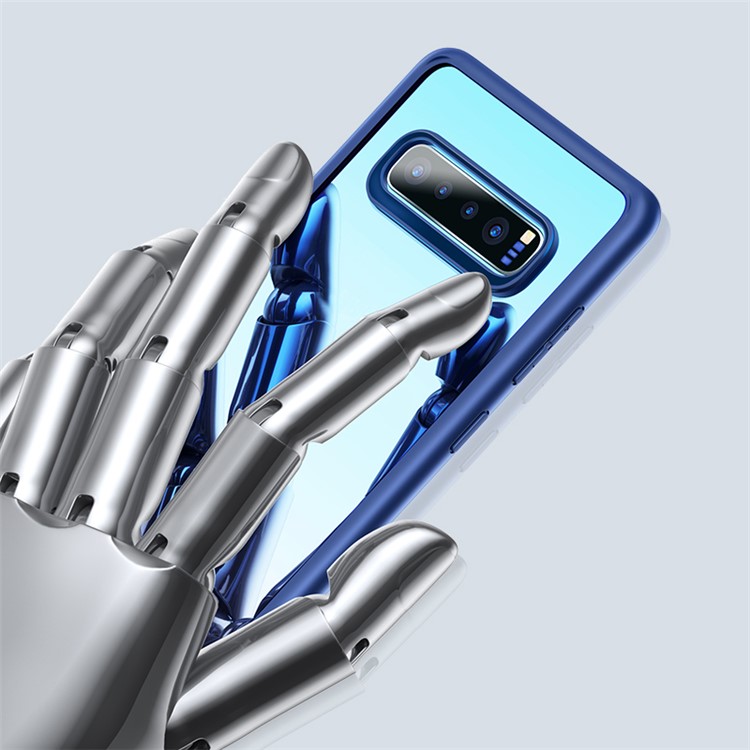 USAMS Mant Série Clara PC + TPU Tampa Do Telefone De Borda Para Samsung Galaxy S10 Plus - Azul-4