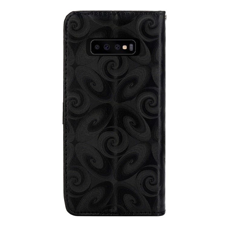 Spiral Texture Hearts Quick Sand Girl Pattern Leather Wallet Case for Samsung Galaxy S10 Plus - Black-5