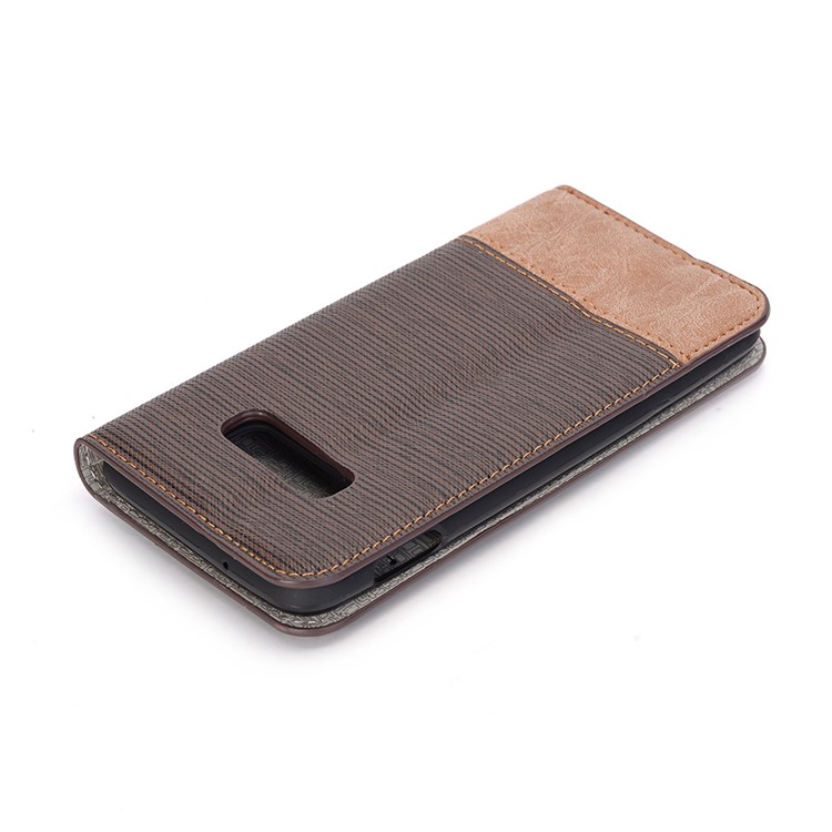 Bi-color Toothpick Texture Leather Wallet Case for Samsung Galaxy S10 Lite - Coffee-6