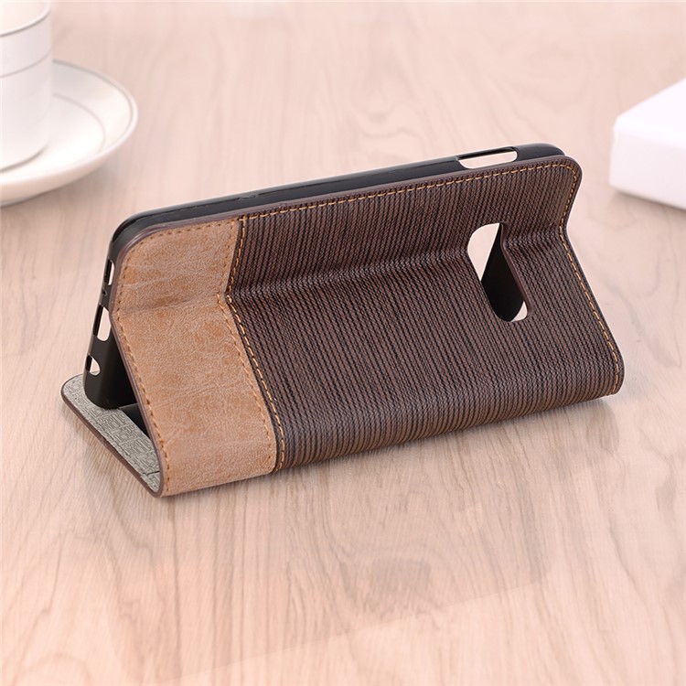 Bi-color Toothpick Texture Leather Wallet Case for Samsung Galaxy S10 Lite - Coffee-7