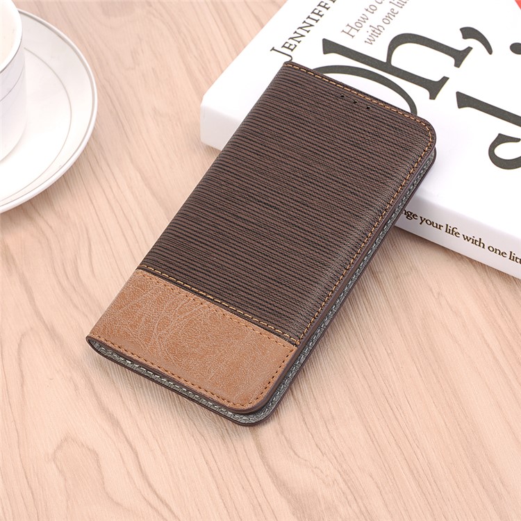 Bi-color Toothpick Texture Leather Wallet Case for Samsung Galaxy S10 Lite - Coffee-8