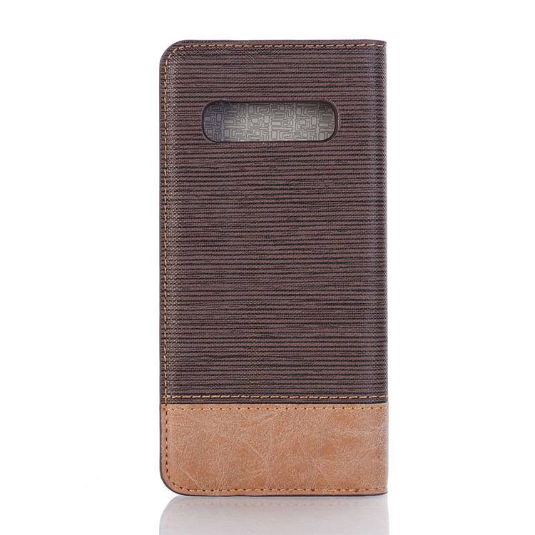 Caso De Carteira De Couro De Textura Palito Bicolor Para Samsung Galaxy S10 Plus - Café-2
